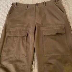 Men’s cotton/linen tan camel cargo pants.32/31 Soft drapey feel, twill E Tahari